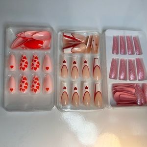 3 Pack Valentines Day Press On Nails